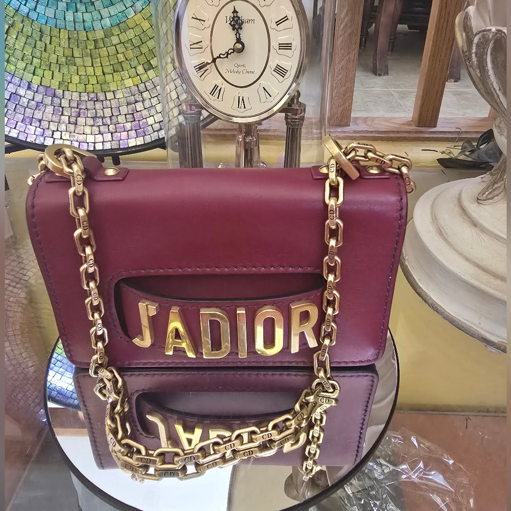 Christian Dior- J'Adior Chain Flap Bag    Red Calfskin